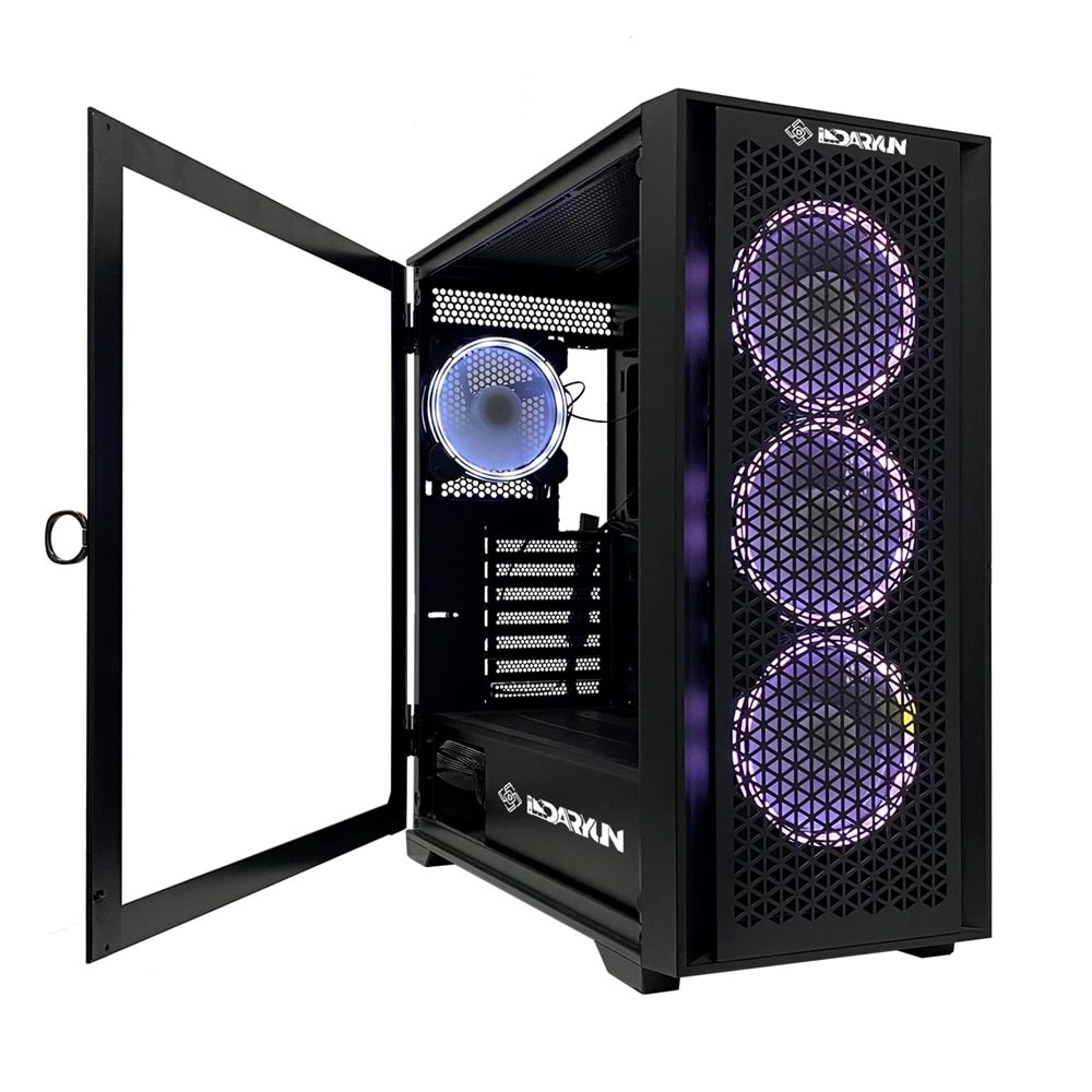 Daryun Nirsa Pro 4 x 120 mm RGB Fanlı E*ATX Siyah Gaming Bilgisayar Kasası