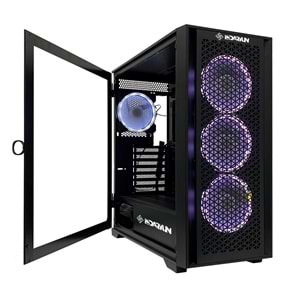 Daryun Nirsa Pro 4 x 120 mm RGB Fanlı E*ATX Siyah Gaming Bilgisayar Kasası