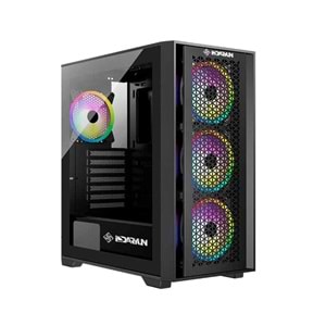 Daryun Nirsa Pro 4 x 120 mm RGB Fanlı E*ATX Siyah Gaming Bilgisayar Kasası